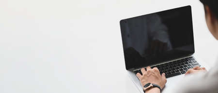 Colleague meeting with digital tablet, Empty screen for presentation.