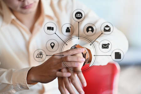 A professional investor man is working with new startup project on laptop at modern office.
