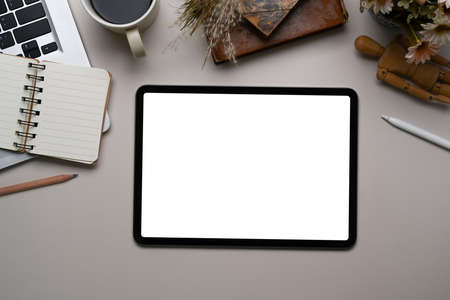 Mock up image of smart phone with blank screen isolated on white background.