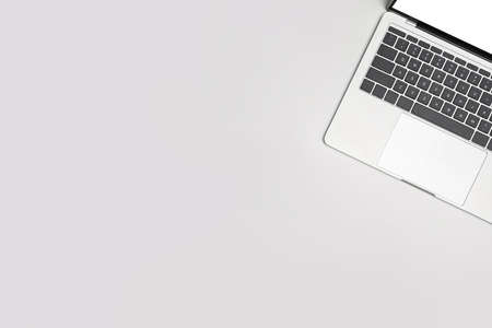 Overhead shot of digital tablet, smart phone and laptop on colorful background.の写真素材