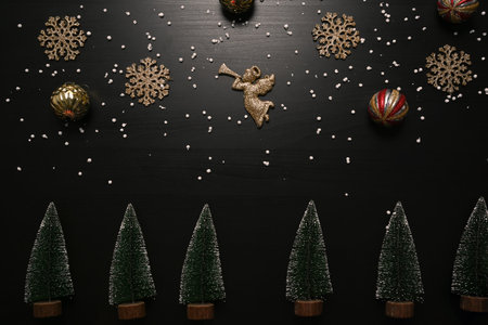 Christmas ornaments decoration on dark background.の写真素材