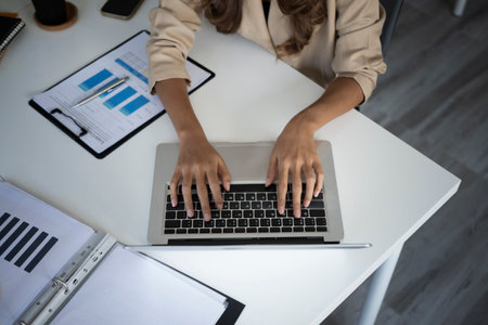 Beautiful asian woman entrepreneur working with computer laptop.の写真素材