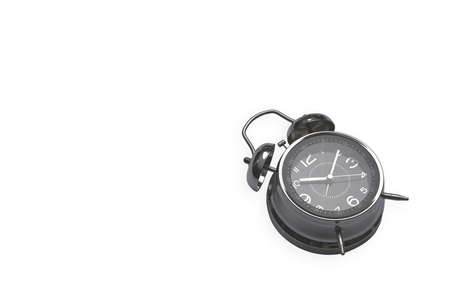 Metal alarm clock on isolate white background with copy space.の写真素材
