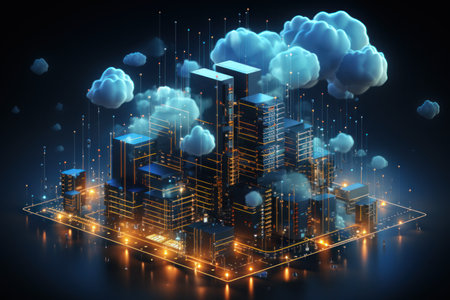 Cloud data storage infrastructure concept, generate with Ai. High quality photoの素材