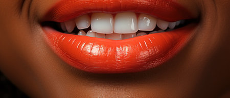 World Smile Day concept, Closeup smile on face African woman Generate with Ai. High quality photoの素材