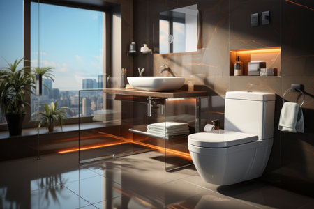 Toilet interior design, Generate with Ai. High quality photoの素材