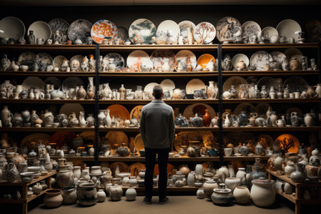 A man in Crockery ceramic store Generate with Ai. High quality photoの素材
