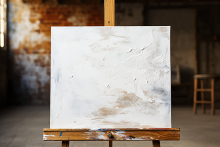 Empty canvas in painter artist studio workspace, Closeup shot, Generate with Aiの素材