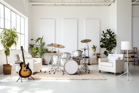 Interior music practice room, Generate with ai. High quality photoの素材