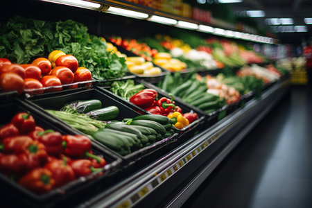 Fruit and vegetables in supermarket generate with Ai. High quality photoの素材