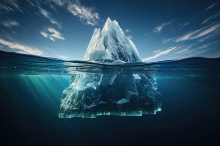 Iceberg in clear blue ocean generate with Ai. High quality photo