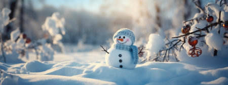 Snow man space of winter with mountain, Generate with Ai.の素材