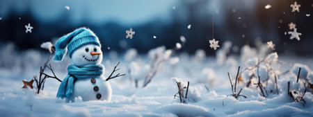 Snow man space of winter with mountain, Generate with Ai.の素材