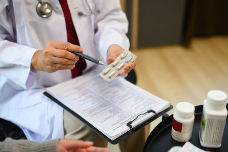 Shot of senior female doctor explaining a prescription to a patient. Healthcare services concept..の写真素材