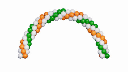 Orange, white and green Balloons in Shape of Arc, Gate or Portal. 3d Renderingの写真素材