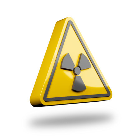 Yellow Radioactivity sign Triangular caution sign 3D Illustrationの写真素材