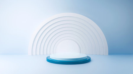Blue podium pedestal minimal product background 3D Illustrationの写真素材
