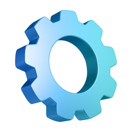 Realistic gear sign 3d Illustration icon on white empty backgroundの写真素材