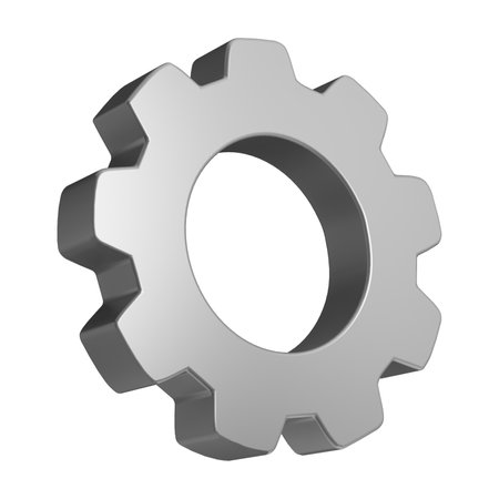 Realistic gear sign 3d Illustration icon on white empty backgroundの写真素材