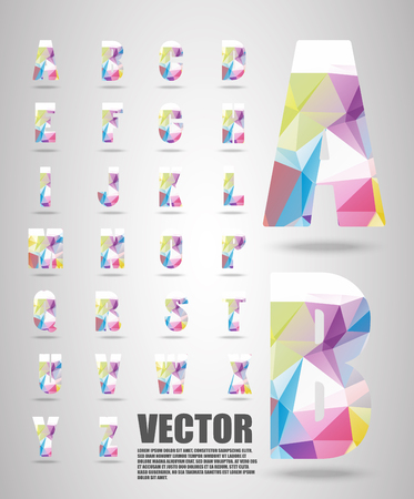 low poly alphabet ,Vector Lowpoly ,Vector alphabet mosaic fontのイラスト素材