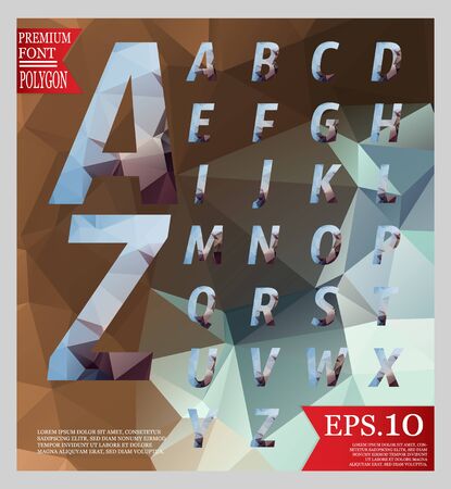 Font low poly And Background full Color of geometric shapes. Colorful mosaic pattern.のイラスト素材