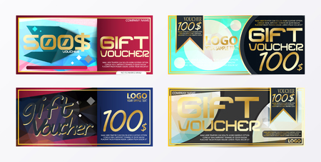 Gift voucher brochure template card template with currency vector illustration abstract polygon design illustrationのイラスト素材