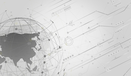 Global network connection Automated Support Assistance and Networks Design Concept with Wireframeのイラスト素材