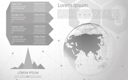 Global network connection Abstract of world network, internet and infographics options templateのイラスト素材