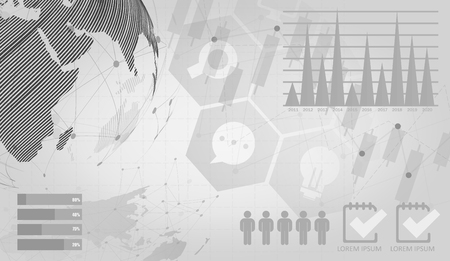 infographic Template for diagram gobal network connection. world map point Internet of Things, Computing Design technology Backgroundのイラスト素材