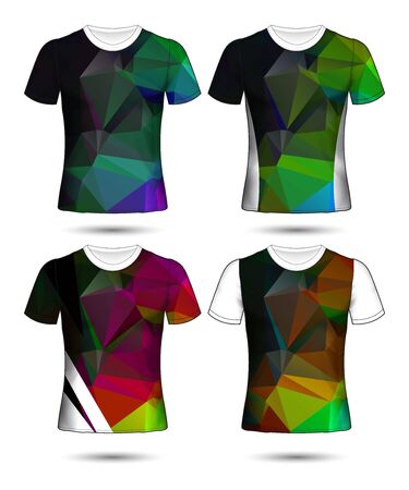  t-shirt templates abstract geometric collection of different colors polygonal mosaic のイラスト素材