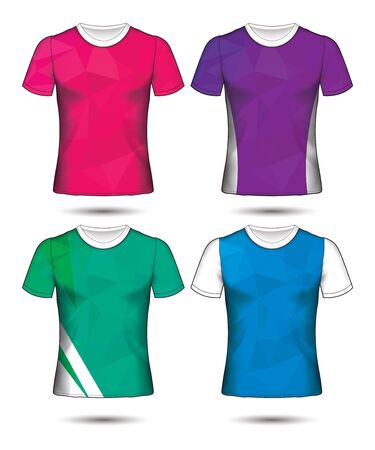 t-shirt templates abstract geometric collection of different colors polygonal mosaicのイラスト素材
