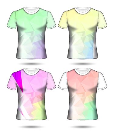 t-shirt templates abstract geometric collection of different colors polygonal mosaicのイラスト素材