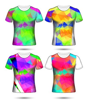 t-shirt templates abstract geometric collection of different colors polygonal mosaicのイラスト素材