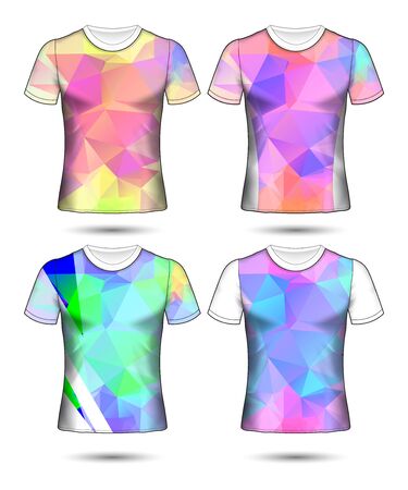 t-shirt templates abstract geometric collection of different colors polygonal mosaicのイラスト素材