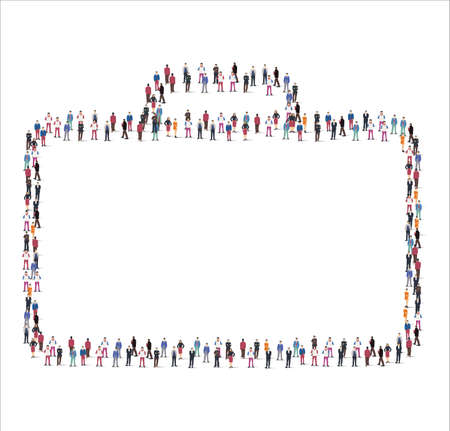 Large group of people illustration flat. forming the compass symbol on white background. Vector illustration, Group, People setのイラスト素材