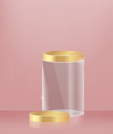 Vector 3d geometric step triangular podium platform for cosmetic products presentation.Mock up design empty spaceのイラスト素材