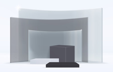 Abstract vector rendering 3d background. Empty showcase for product presentation such as cosmetic. for fashion magazineのイラスト素材