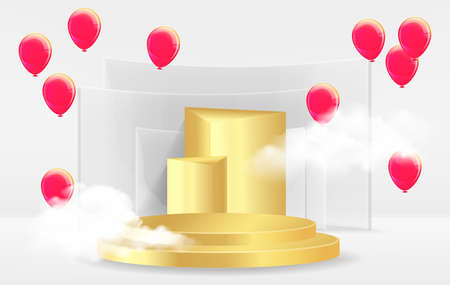 Display for cosmetic geometrical forms. Empty cylinder podium on minimal background. Design for product presentation. 3D vectorのイラスト素材