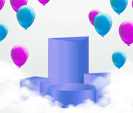 Display for cosmetic geometrical forms. Empty cylinder podium on minimal background. Design for product presentation. 3D vectorのイラスト素材