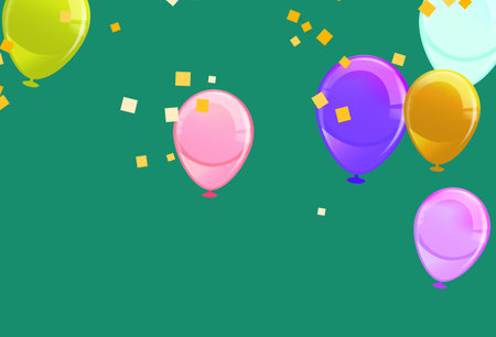 Happy Birthday Background With Balls,Balloons Flyingのイラスト素材