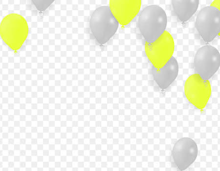 Bunches Groups Balloons White and yellow Isolated on Transparent Backgroundのイラスト素材