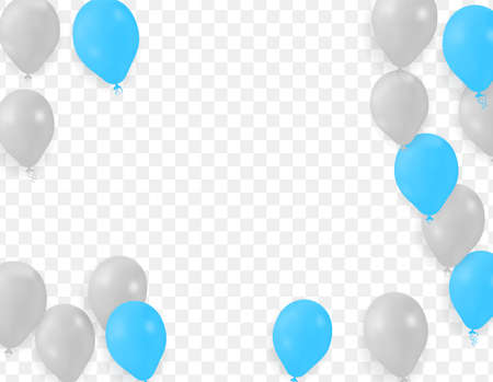 Bunches Groups Balloons White and blue Isolated on Transparent Backgroundのイラスト素材