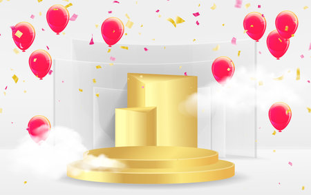 cylinder pedestal . Geometric platform. Abstract pastel minimal wall scene. Semi circle backdrop. Vector rendering 3d geometric shape for product display presentation.のイラスト素材