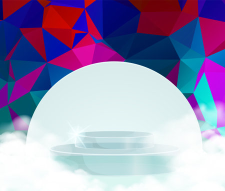 Minimal scene with podium and abstract background Scene Studio Or Pedestal For Display,and Abstract Geometric backgrounds full Colorのイラスト素材