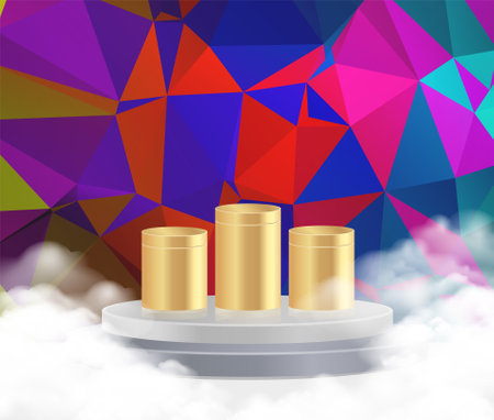 Minimal scene with podium and abstract background Scene Studio Or Pedestal For Display,and Abstract Geometric backgrounds full Colorのイラスト素材