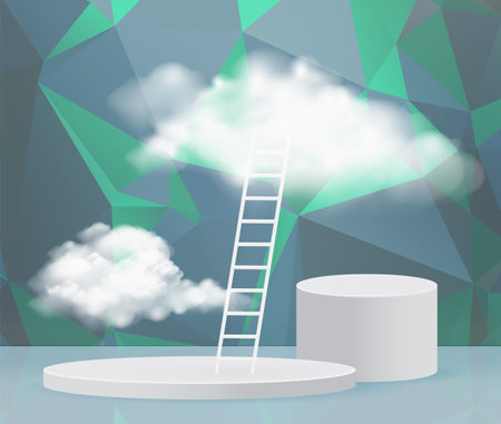 Minimal scene with podium and abstract background Scene Studio Or Pedestal For Display,and Abstract Geometric backgrounds full Colorのイラスト素材