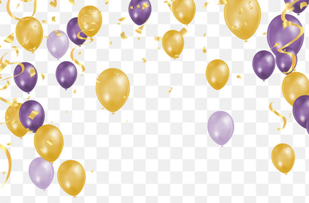 Celebration background with balloons and confetti. Vector illustration.のイラスト素材