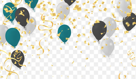 Celebration background with balloons and confetti. Vector illustration.のイラスト素材