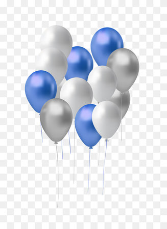 bunch of realistic transparent,  ballons and ribbons, serpentine, confetti. Vector illustration for card, party, design, flyer, poster, decor, banner, web, advertising.のイラスト素材