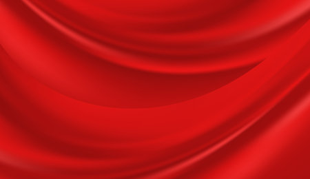Red Curtain Opening Isolated Celebration Event Backdrop. Wallpaper Vector Iridescent red gradient. Holographic foil. Abstract background. Creative neon template for bannerのイラスト素材
